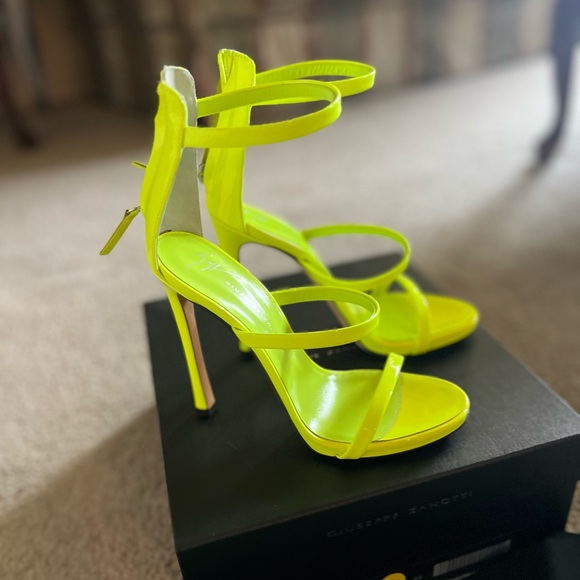 Giuseppe Zanotti Shoes - Giuseppe Zanotti harmony open toed heels size 36 neon yellow